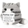 Crochet Toys, Handmade Cat Crochet Animals, Cute Crochet Gift for Home and Office Decor, Emotional Support Animal Toy, Cute Things for Study Table Desk Decoration (7x6 cm, Grey)