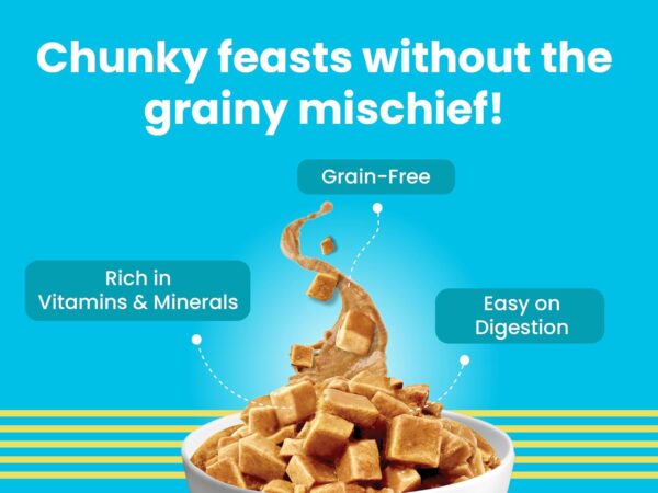 71FhHdUhAfL._SL1500_.jpg Bark Out Loud Wet Dog Food Chunks | Chicken & Tuna Gravy Food for Adult Dogs | Grain-Free, Pea Protein with Omega Fatty Acids | Healthy & Tasty Meal for Dogs | 85 g (Pack of 6)
