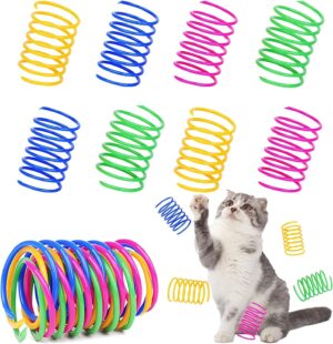 8 Pcs Interactive Cat Toys - Durable Plastic Coils, Colorful Springs For Indoor Cats - Active Play For Swatting, Biting, Hunting