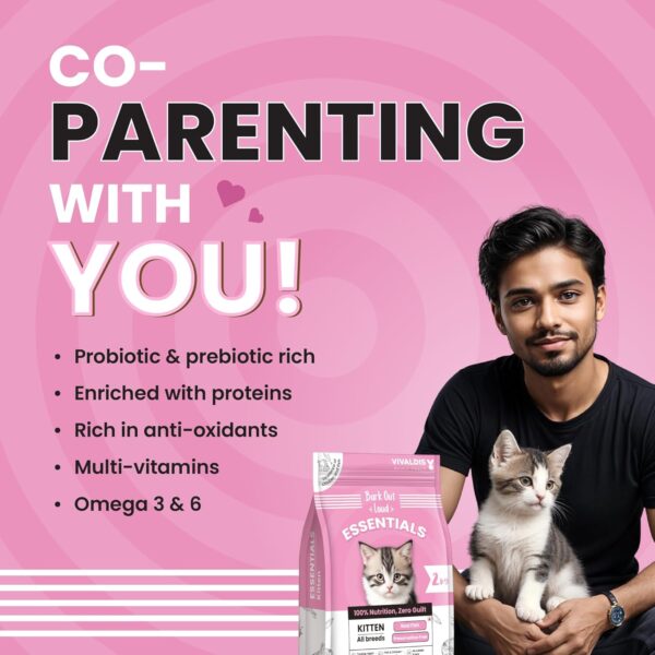 Bark Out Loud Essentials - Dry Kitten Food, Tailored Nutrition for Kittens, Fish & Chicken Kibbles with Added Taurine (1Kg)