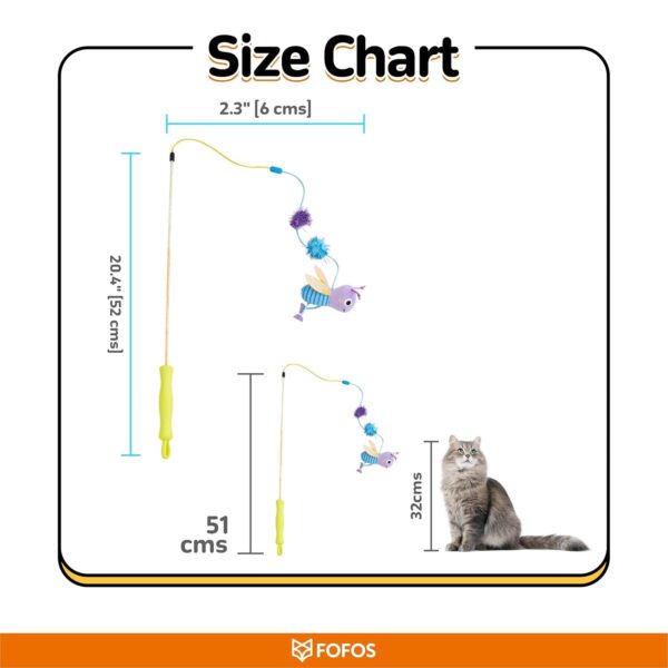 BarkButler x FOFOS Let's Fly Together Wand - Interactive Cat Toys with Catnip - Cat Toy Set - Multicoloured