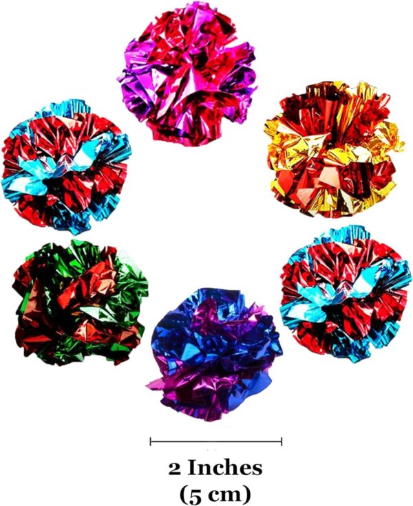 71HGpqJjJgL._SL1500_.jpg KUTKUT 12Pcs Crinkle Balls for Cats, Shiny and Stress Buster Crinkler, Suitable for Multiple Cats' Play, Ideal for Kittens and Grown-up Cats