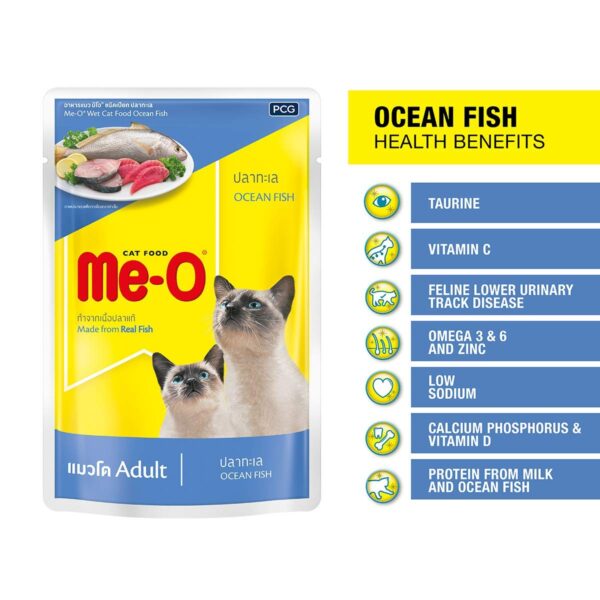 ME-O Wet Pouch Adult CAT Food Ocean Fish Flavour 80 G Pack of 12, 960g
