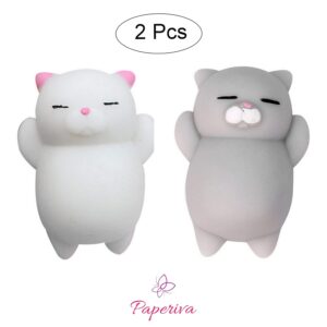 kawaii slow rising squishy squeeze mini cat toy, 2 pieces-Multi color