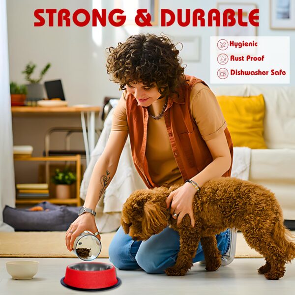 71HVD7h6KcL._SL1500_.jpg Pets Empire Stainless Steel Dog Bowls– Medium Size Food & Water Bowl Set for Dogs & Cats | Non-Slip, Rust-Resistant, Durable | Red Marble Design (700ml x 2)