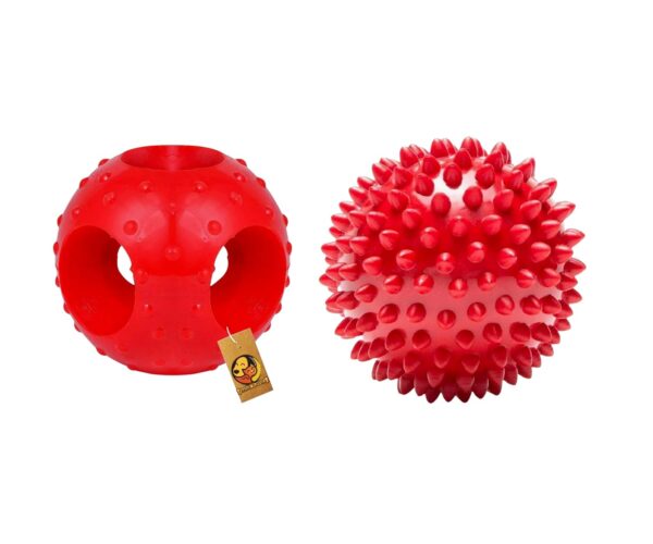 Foodie Puppies Interactive Rubber Chew Toy Combo for Dogs and Foodie Puppies Interactive Rubber Chew Toy Combo for Dogs and Puppies - Spike Ball Toy + Hole Ball Toy | Durable, Training, Teething & Chewing | Reduce Separation Anxiety