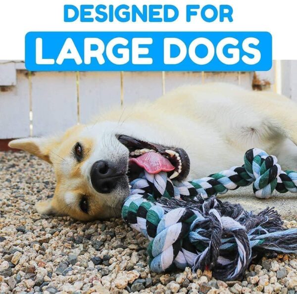 71IKaZuGnXL._SL1000_.jpg Foodie Puppies Cotton Chew Rope Dog Toy Large with 6 Knot Thick Chew, Long for Aggressive chewers - Extra Durable - Heavy Duty - Washable (Color May Vary)