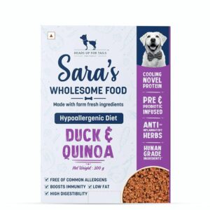 Heads Up For Tails All Life Stages Huft Sara's Wholesome Natural Wet Dog Food With Added Vitamins&Minerals|Gluten Free|Vet Approved Recipies|Hypoallergenic Diet Duck&Quinoa Dog Wet Food-300Gm