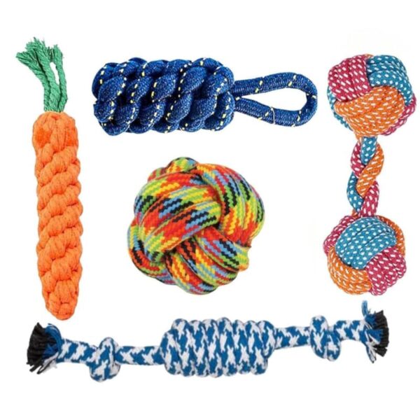 Dog Trust Dog Chew Rope Toys – Set of 5 Ropes - for Large, Small Teething Pets All Puppy Breeds Aggressive Chewers