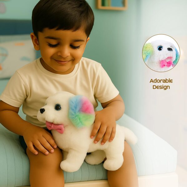 Amazon Brand - Jam & Honey Poochie Puppy Deluxe | 15 cm Electronic Plush Dog Toy | Sound-Enabled | Multicolor Ears | Soft & Huggable | BIS Certified | for Kids 3+ Years