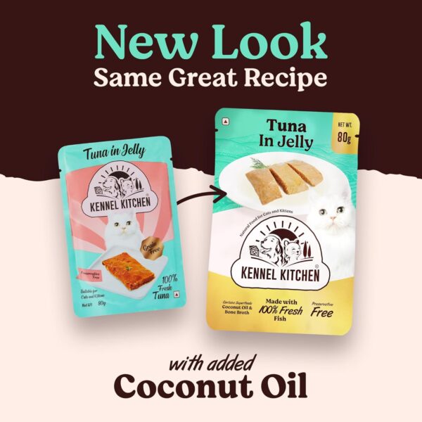 Kennel Kitchen Tuna in Jelly,12 x 80g Each. Grain Free Wet Cat Food for Adults and Kittens,