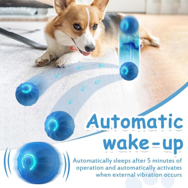 Interactive Dog Toys Ball, USB Rechargeable, Motion Activated Automatic Rolling Ball with Lights, Boredom Relief Exercise Pet Toy for Small, Medium, Large Dogs, Blue