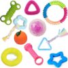 emily pets Dog Chew Combo of 10pcs Rubber Ring, Teether,Dumble Teether & Latex Non-Toxic for Dog & Puppy (Color May Vary)