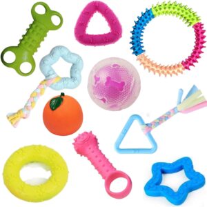 emily pets Dog Chew Combo of 10pcs Rubber Ring, Teether,Dumble emily pets Dog Chew Combo of 10pcs Rubber Ring, Teether,Dumble Teether & Latex Non-Toxic for Dog & Puppy (Color May Vary)