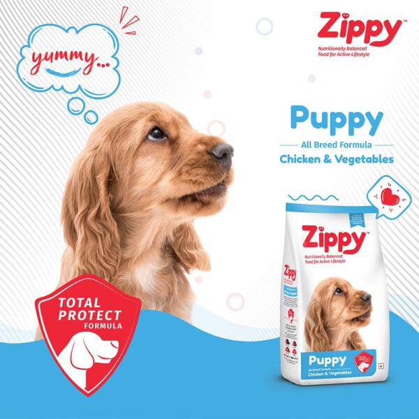 Zippy Puppy Dry Dog Food - 1.2 Kg, Real Chicken & Vegetables, Nutritionally Balanced Dog Food for All Breeds, with Vitamins, Minerals, Probiotics & Salmon Oil