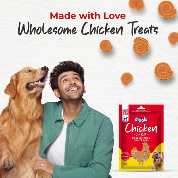 Drools Real Chicken Cod Roll Dog Treats, 70gm | Rich in Protein, No Artificial Preservatives | Best for Training & Bonding | for Puppy & Adult | Formulated in USA | Premium Treats |