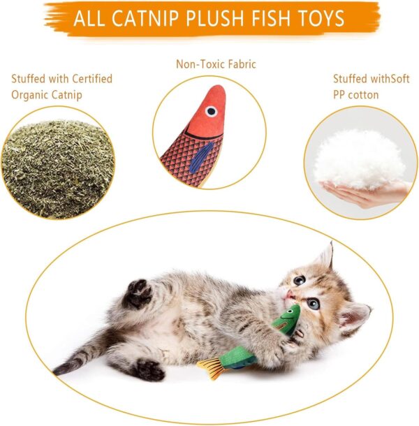 71LI-D5v4hL._SL1500_.jpg RvPaws Catnip Fish Toys for Cats,1 Pcs Pack Catnip Toy Interactive Plush for Indoor Cats Toys with Bell - Scratch Chewing Teeth Grinding Pillow Cleaning Kick Bite Resistant for Kitten Toy