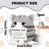 Crochet Toys, Handmade Cat Crochet Animals, Cute Crochet Gift for Home and Office Decor, Emotional Support Animal Toy, Cute Things for Study Table Desk Decoration (7x6 cm, Grey)
