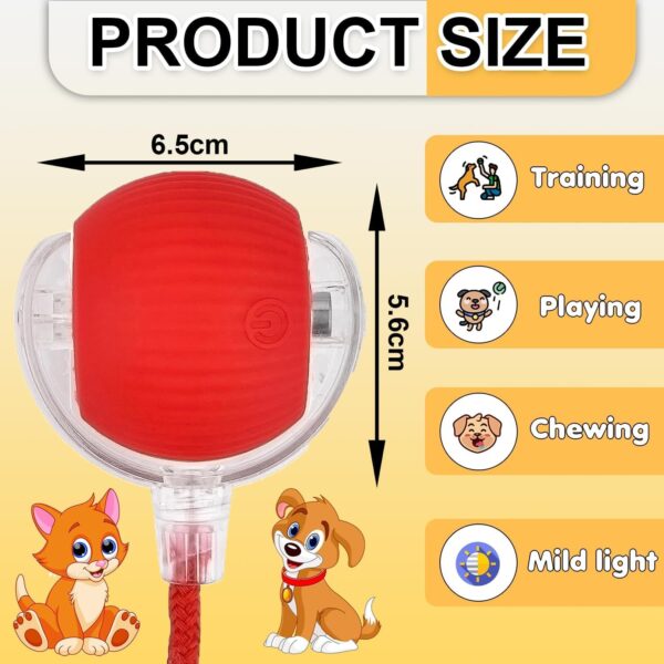 71Leh57EDRL._SL1500_.jpg Automatic Rolling Cat Ball Toy, 2-Speed Modes, Teasing Tail & Bell Charm, Interactive Self Play Chasing Silicone Ball Toy for Indoor Cats