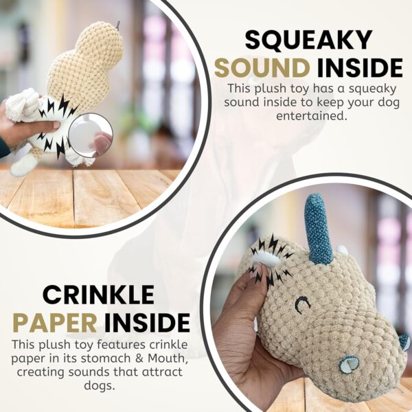 Foodie Puppies Plush Squeaky Rope Toy - (Beige Unicorn) | Non-Toxic, Soft, Stuffed, Teething, Playful, Cuddly Rope Toy | Plush Toys for Small to Medium Dogs and Puppies (Size: 14cm)