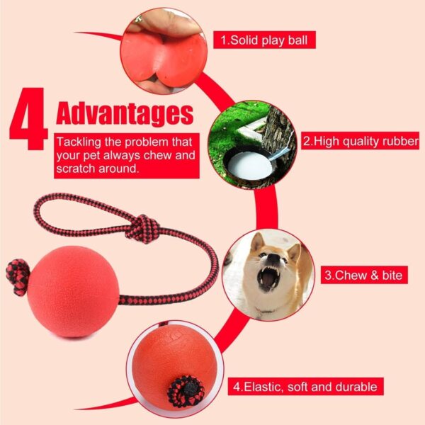 3 Pcs Durable Dog Ball with Rope - Interactive Dog Toys for Large Dogs and Puppies, Tough Dog Rope Toy for Fetch, Tug of War and Teeth Cleaning