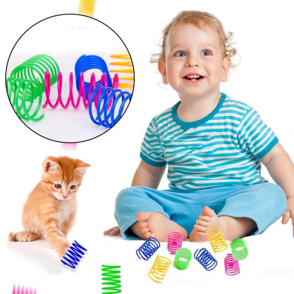 squishy 28pcs Cat Springs,Spring Toy, Cat Toys Interactive for Indoor Play, Colorful Plastic Coils to Stimulate Hunting Instincts