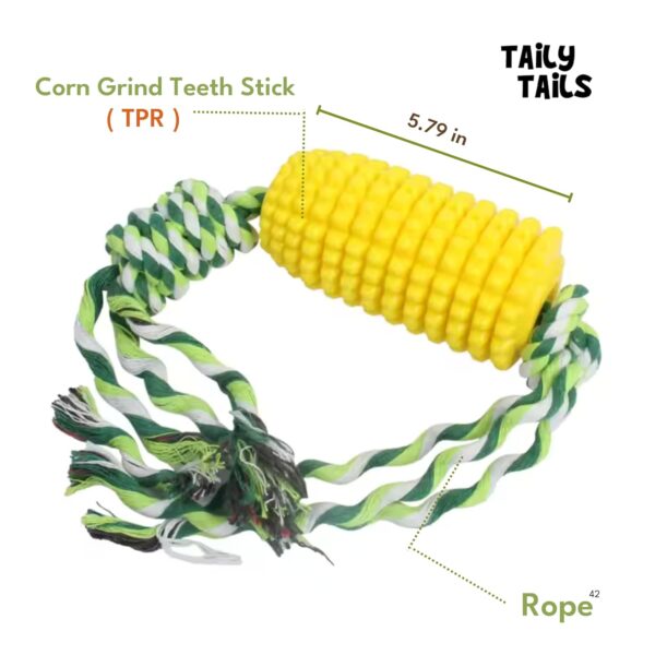 Corn & Bone Shape Dog Chew Toy, Natural Rubber Dog Teething Toy, Dog Toy for Entertainment and Dental Benefits, for All Breed Dogs and Puppies (Corn)