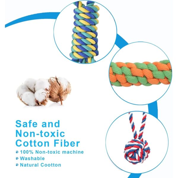 emily pets Dog Chew Rope Toys Pack of 7 Combo for Dogs & Puppies Ball Dual-Tennis Knotted Chewing Dog Toy for Playing, Teeth Cleaning & Training (Color As Vary, Pack 7)