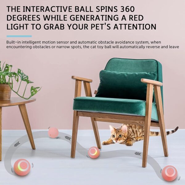 71NC83kqTxL._SL1500_.jpg BELOXY Toy Intelligent Funny 360 Degree Rotatable Toys Rechargeable Rotating Ball with LED Light, Chasing Toy Automatic Rotating Smart Obstacle Avoiding (Pink) (Multi)