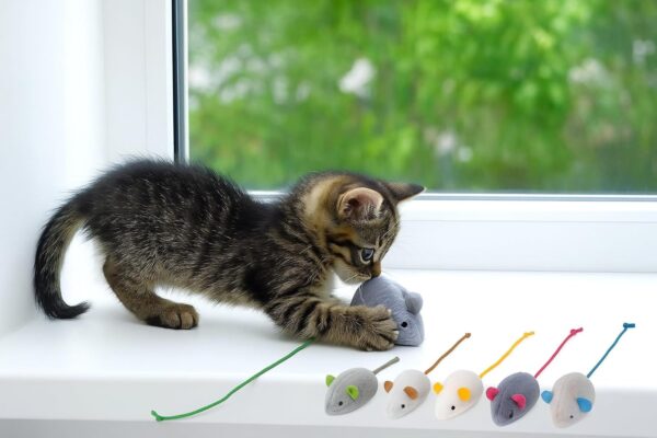 RvPaws Mouse Toy - 6 Pieces Cats Mouse Plush Cat Toys Realistic Cute Kitten Mice Filled Polyfill Rat for Cat