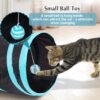Cat Tunnel - 3 Way Interactive Play Toy for Kittens, Dogs, and Rabbits - Foldable Pet Tunnel With Ball (Dark Blue)