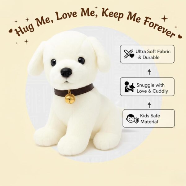 Babique Dog Plush Soft Toy Cute Kids Animal Home Decor Boys/Girls/Baby (25 cm, White)