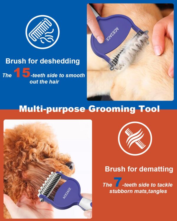 71OXXpPHEbL._SL1500_.jpg ACE2ACE Deshedding Brush for Dogs, Dematting Comb for Cats Dogs, 7+15 Dual Sided Undercoat Rake, Cat Brush for Shedding to Remove Knots, Tangles, and Matted Fur