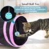 Cat Tunnel Kitten Dog Rabbits Cat Interactive Toy Play Toy Foldable Pet Cat Toy with Ball Tunnel (3 Way, Pink),for kid