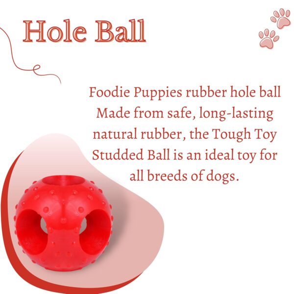 71Q6R1kCHkL._SL1500_.jpg Foodie Puppies Natural Rubber Flavored Hole Ball - 2.35inch/ 6cm | Suitable for Small to Medium Dogs and Puppies | Chewing, Teething, and Training Ball Toy