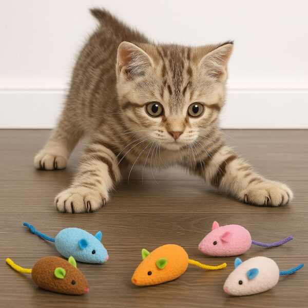 RvPaws Mouse Toy - 6 Pieces Cats Mouse Plush Cat Toys Realistic Cute Kitten Mice Filled Polyfill Rat for Cat