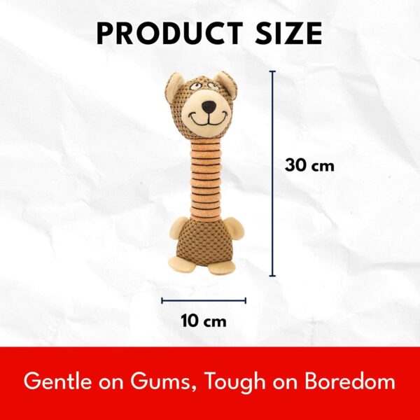 Dog Toy with Sound - Plush Chew & Squeaker & Crinkle Toy - Interactive Chew Toy - Non-Toxic Play Dog Toy - Small Medium & Large Dogs - Long Neck Toys for Dogs (Long Neck Bear (Brown))