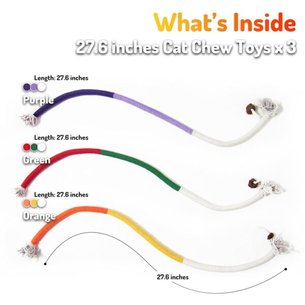 3Pcs Catnip Rope Toys, Durable Cotton Cat Playing Toys, Cat Chew Rope Toy, Natural Gall Fruit Catnip, Cotton Rope Interactive Kitten Toy for Teeth Cleaning & Boredom Relief