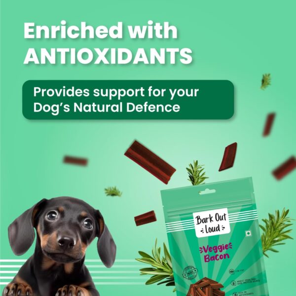 BARK OUT LOUD - Veggie Bacon, Veg/Vegan Dog Treats, Low Fat, High Protein Vegeterian Treats for Dogs 100 GMS