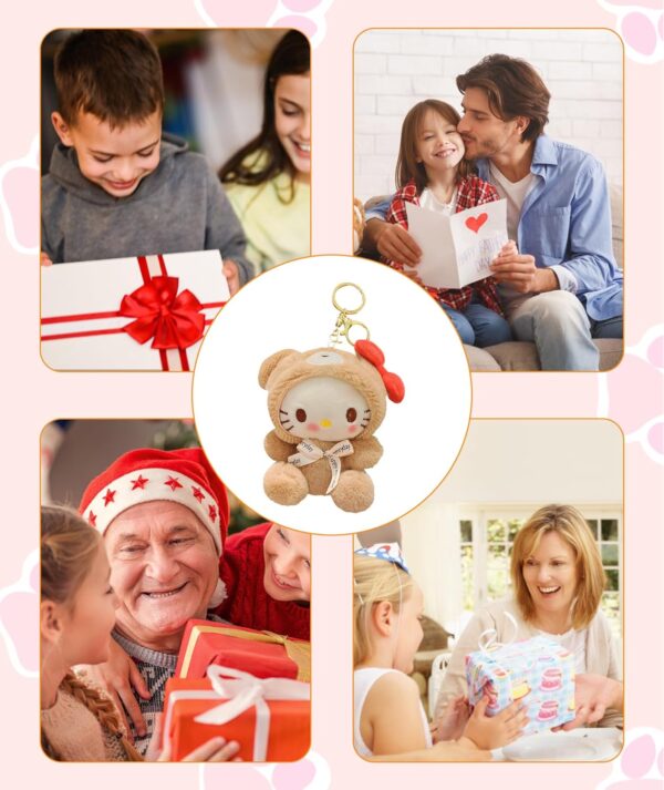 Plush Keychain Featuring a Cute Plush Bear Head Cat Perfect for Bags Purses Or As a Soft Toys Plush Toys Gift for Women Girls