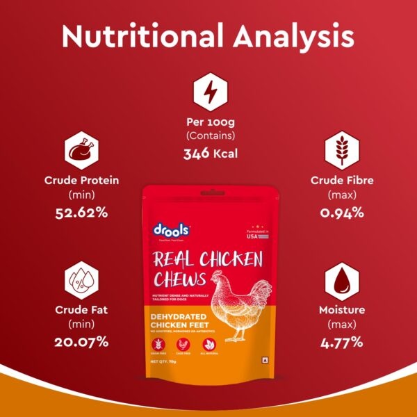 Drools Dog Treats, Dehydrated Real Chicken Chews Feet, 70g, All Life Stages, Bone