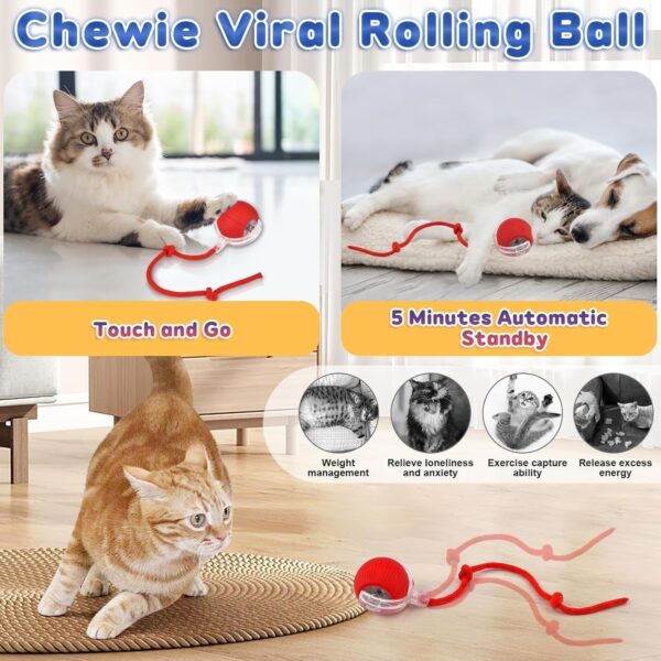 HobbyLobby Interactive Rolling Chewie Ball for Cats & Dogs Smart 360� Automatic Rolling Pet Toy Chewie Doggie Ball for Small & Large Pets Fun Exercise & Play