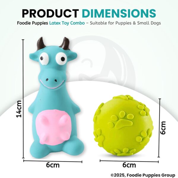 71SFfKJ9tL._SL1500_.jpg Foodie Puppies 2in1 Combo of Latex Squeaky Sound Chew Toy - (Blue Bull and Claw Ball) for Small Dogs & Puppies | Interactive Non - Toxic Durable Rubber Pet Toy for Training, Chewing and Playing