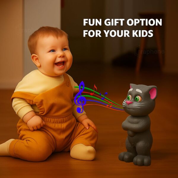 GRAPHENE Electronic Interactive Talking Tom Cat for Toddlers Musical Toy Gift Kids Educational Learning Tool Language Skill and Safe Durable Repeating and Singing Functions Fun Mimicking Toy