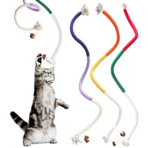 3Pcs Catnip Rope Toys, Durable Cotton Cat Playing Toys, Cat Chew Rope Toy, Natural Gall Fruit Catnip, Cotton Rope Interactive Kitten Toy for Teeth Cleaning & Boredom Relief