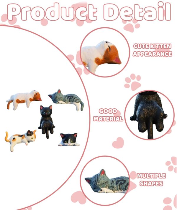 5Pcs Car Decor Accessories, Car Toys for Car Interior, Sleeping Cat Figurines for Rearview Mirror Home Office Any Occasion
