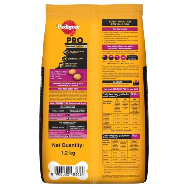 Pedigree PRO Mother & Pup Starter Small Breed, 1.2 kg Dry Dog Food, Vet Trusted Brand, Expert Nutrition, Quality Protein, 33% More Nutrients (3-12 Weeks)