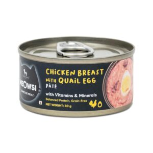 Meowsi by HUFT Chicken Breast & Quail Egg Pate Canned Wet Cat Food - 80 gm | Pack of 3 | Delicious & Soft-Textured Cat Food for Persian & All Breeds | Nutrient-Rich Diet for All Life Stages