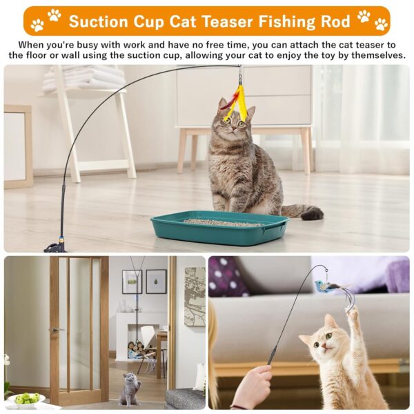 71UhEzHxNCL._SL1500_.jpg Qoosea Cat Feather Toys, Interactive Cat Toys with Teaser Wands and Strong Suction Cup, Cat Toys for Indoor Cats Kitten Interactive Training (Colorful-15j)