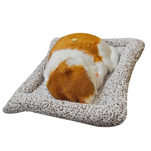 Tickles Sleeping Cat On Carpet Silicone Animal Toy for Kids Car Dashboard & Office Desk (Color: Orange & White Size: 8 cm)
